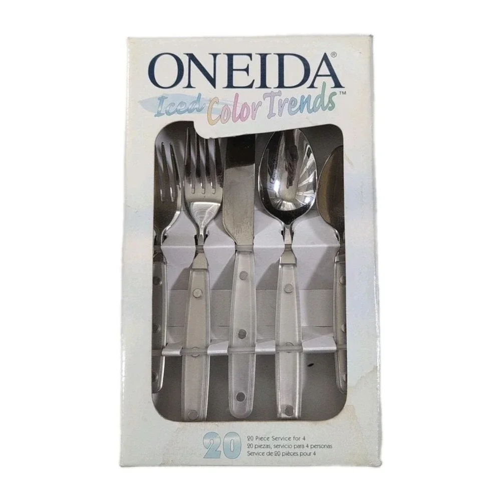 Oneida Color Trends Frost 20‎ Piece Stainless Flatware Set - Service For 4 - New